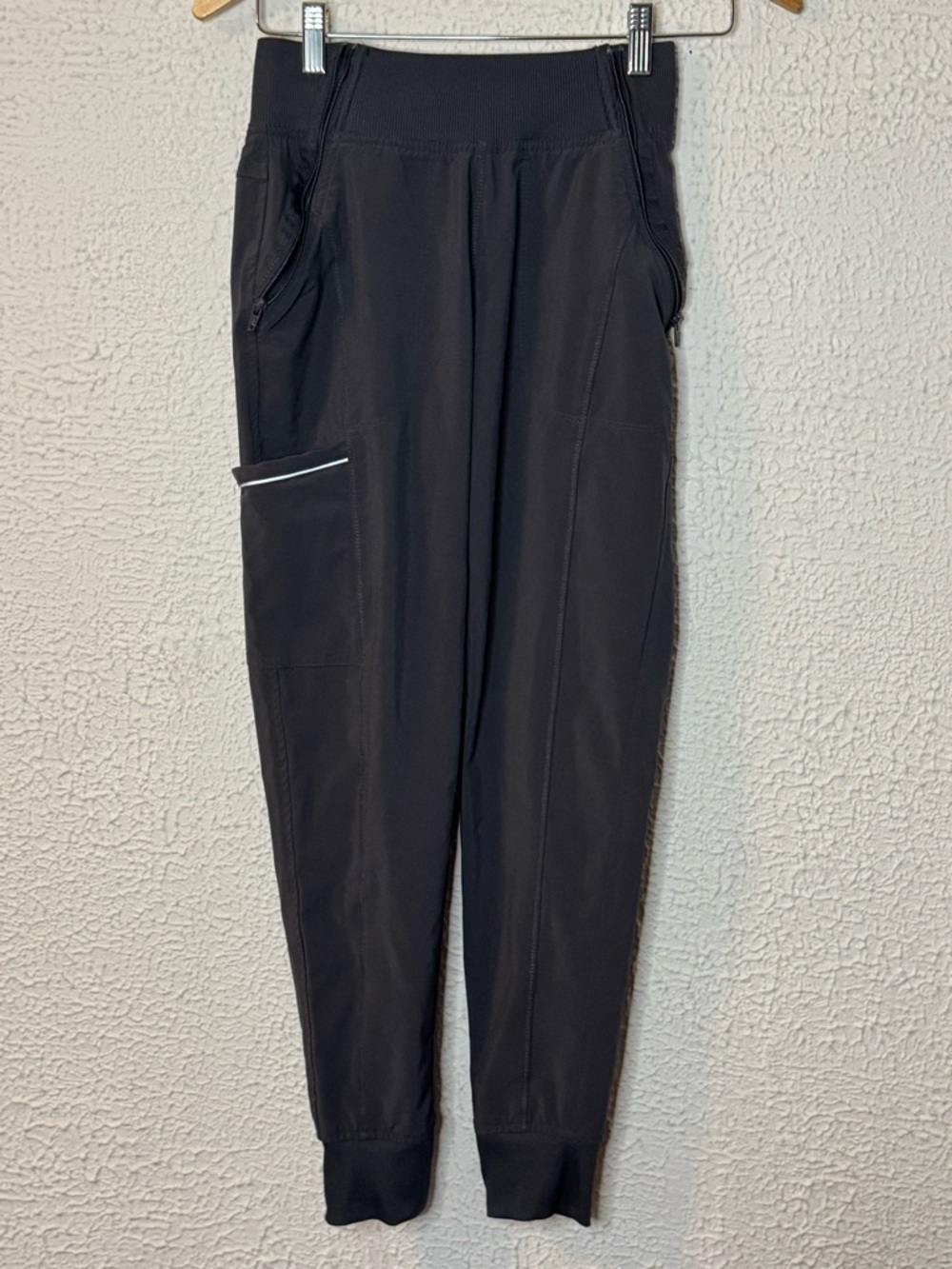 Black Women's Cargo Jogger Pants with Reflective Trim